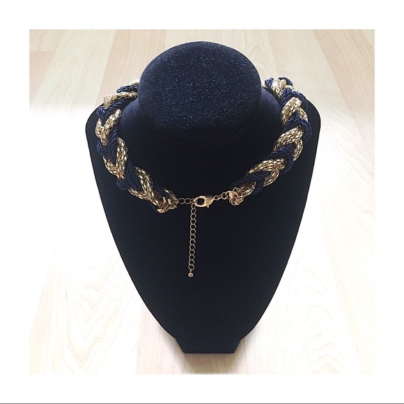 Navy & Gold Braided Necklace - Picture 4 of 5